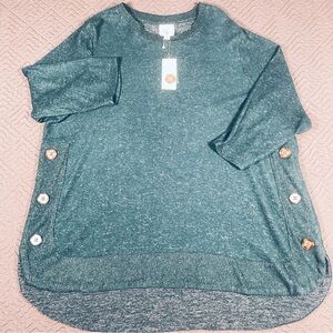 NEW Colortree Cozy Green Tunic Sweater Plus size 2X